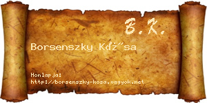 Borsenszky Kósa névjegykártya